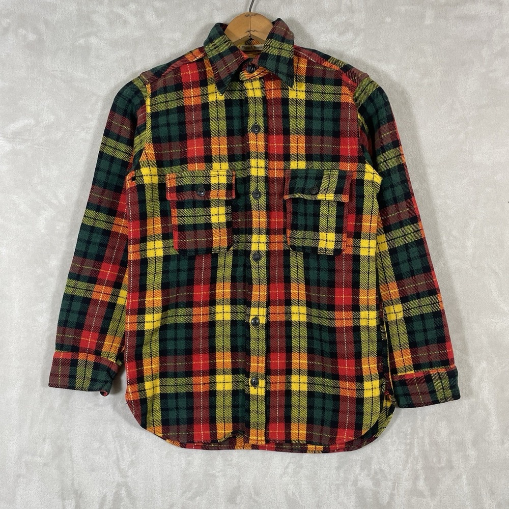 Vintage 30s 40s Congress Sportswear Wool Flannel Button Shirt Women XS Gusset